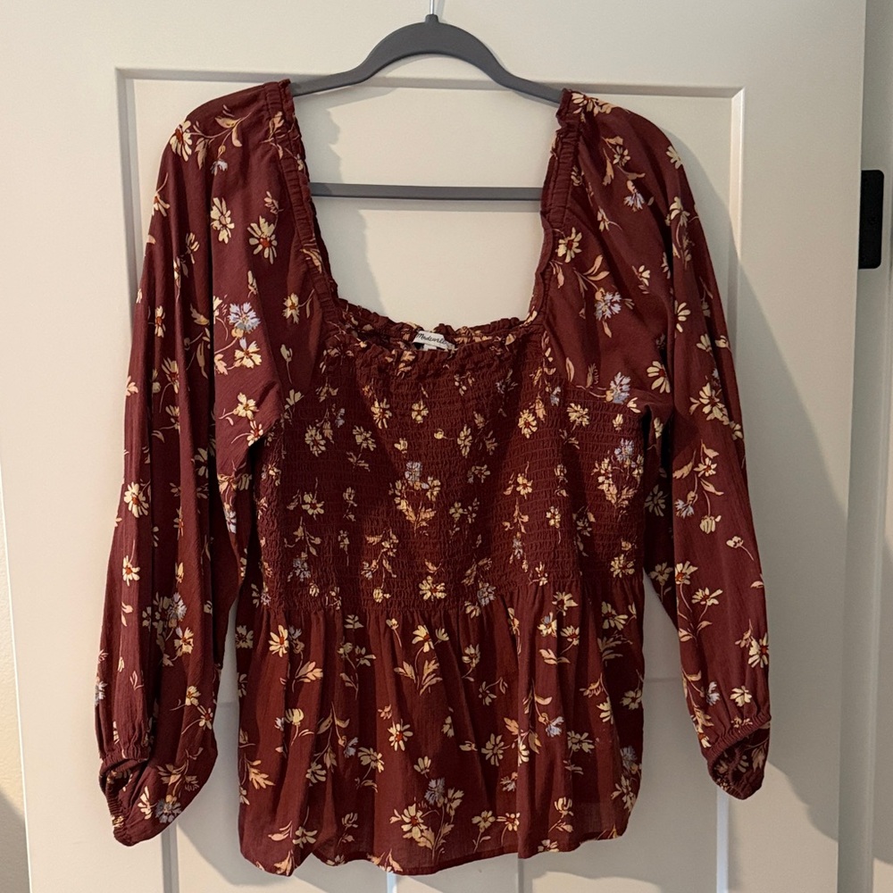 Madewell Rust Floral Blouse
